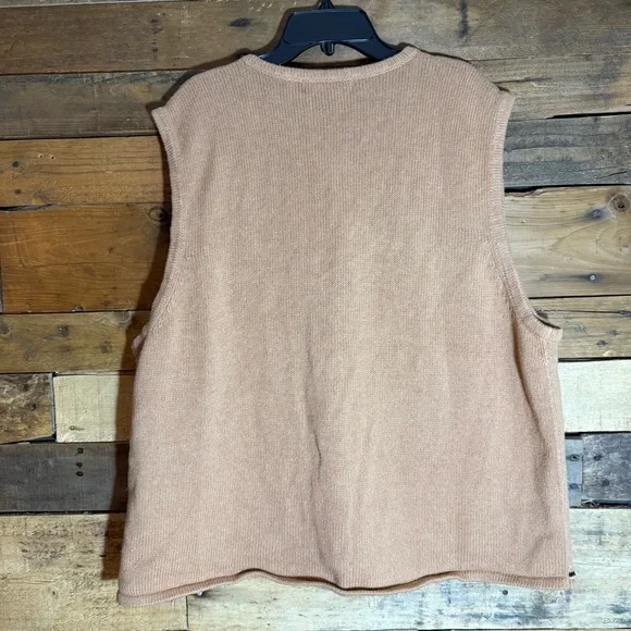 Crystal Kobe‎ Vintage Knit Sweater Vest Womens XXL Autumn Fall Acorn Leaves 90s - Picture 2 of 7